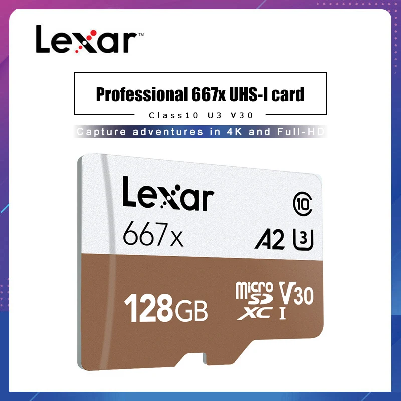 Lexar профессиональная карта памяти до 100 МБ/с. микро SD карты 667x C10 256 ГБ TF 128