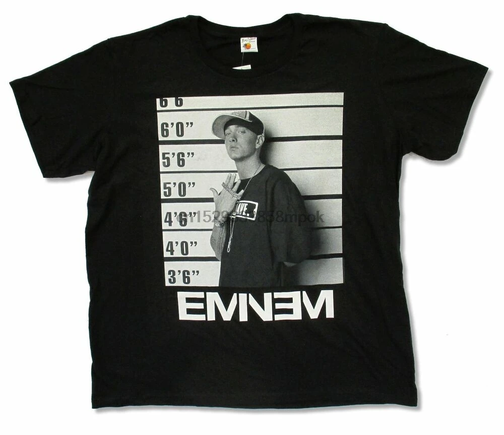 Черная футболка Eminem Mugshot новая официальная в стиле хип хоп|Мужские футболки| |