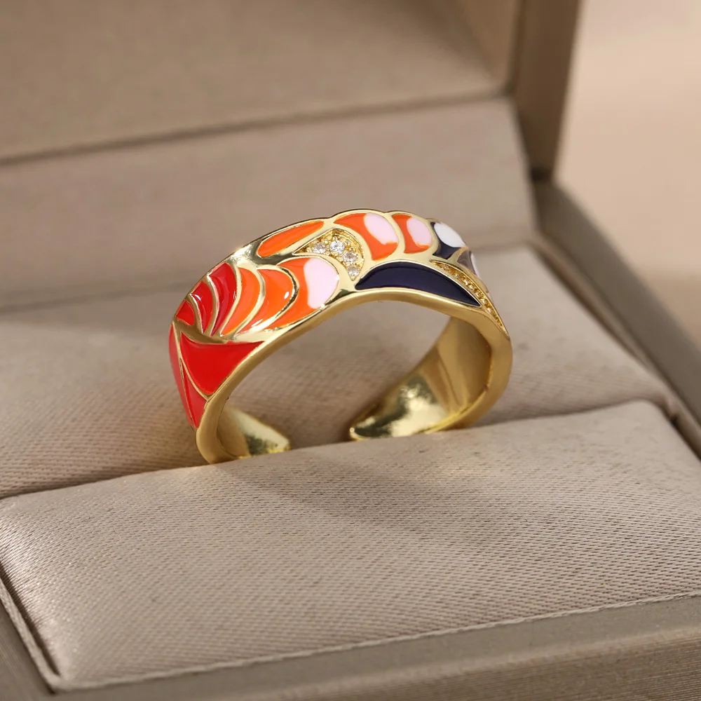 Фото Неоновые эмалевые кольца на палец с бабочкой для женщин Открытые регулируемые