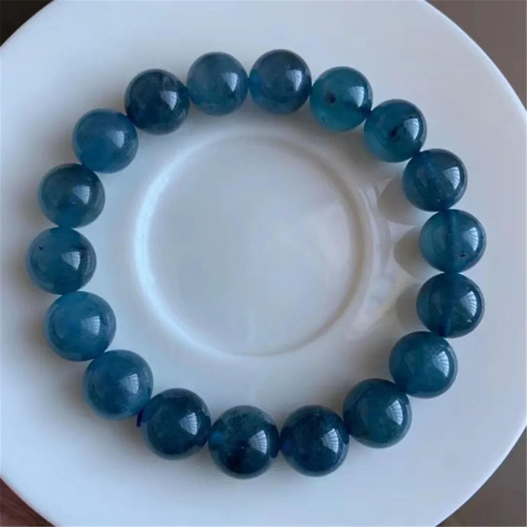 

11mm Natural Blue Aquamarine Bracelet For Women Lady Men Gift Healing Crystal Stone Round Beads Gemstone Strands Jewelry AAAAA
