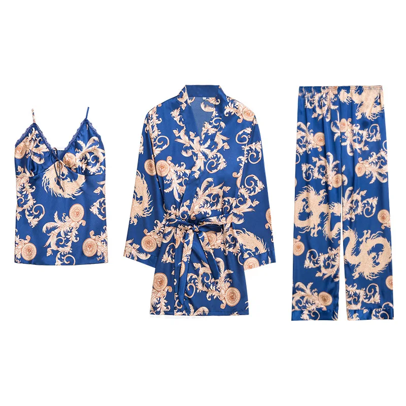 2021 Ice silk pajamas spring and autumn silk pajamas ladies print silk home clothes three-piece suit
2021 Ice silk pajamas spring and autumn silk pajamas ladies print silk home clothes three-piece suit