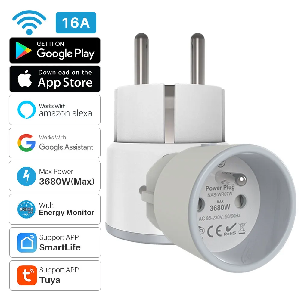 RYWER Intelligente Plug WiFi France Socket 3680W With Power Monitoring Tuya SmartLife APP Remote Control Support Alexa Google
RYWER Intelligente Plug WiFi France Socket 3680W With Power Monitoring Tuya SmartLife APP Remote Control Support Alexa Google