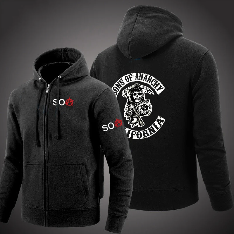 2020 Spring Men's Sons Of Anarchy Hoodies SOA Print Hip Hop Jackets Zipper Coat Unisex Flesh Streetwear Cardigan Punk Sweatshirt
2020 Spring Men's Sons Of Anarchy Hoodies SOA Print Hip Hop Jackets Zipper Coat Unisex Flesh Streetwear Cardigan Punk Sweatshirt