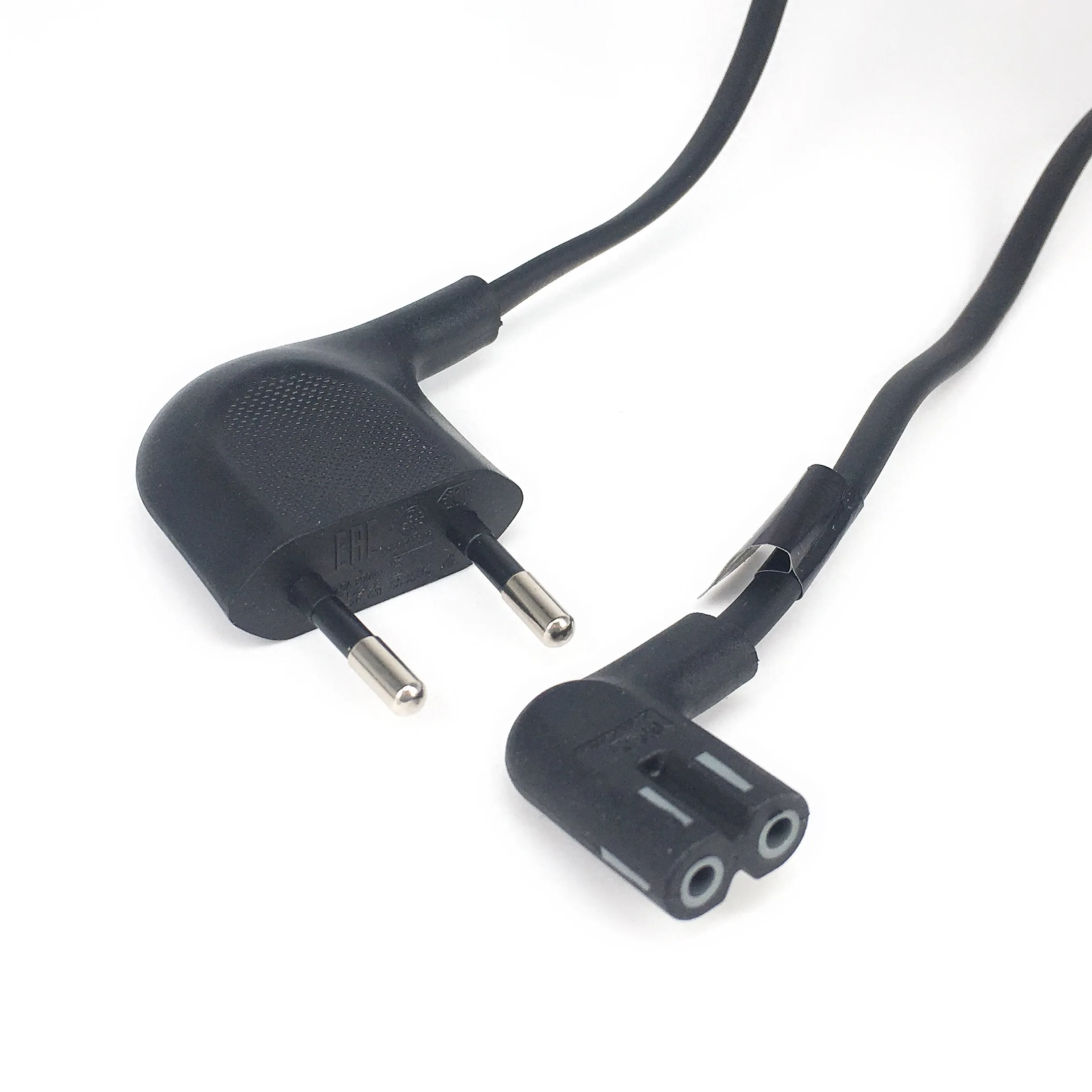 Фото 2-контактный штекер Европейского кабеля шнур питания под прямым углом для IEC C7