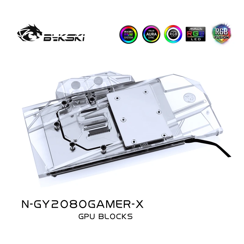 Водяной блок Bykski для геймеров GALAX GEFORCE RTX 2080 с полным покрытием медная фотовспышка