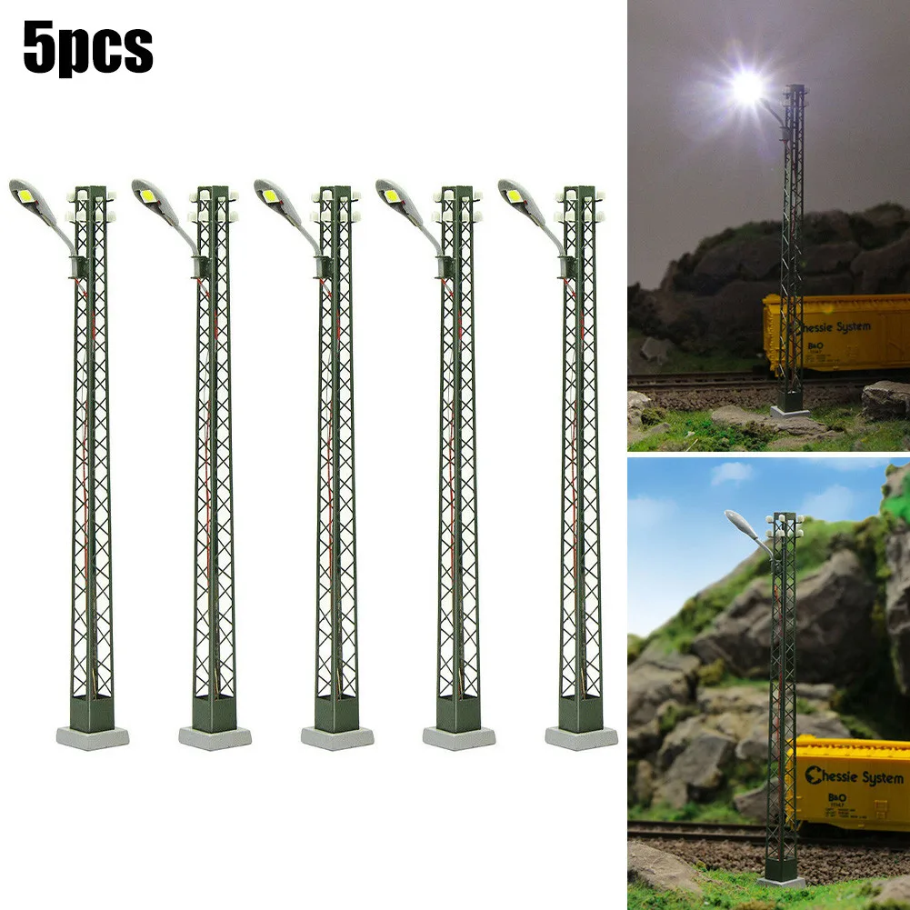 5Pcs Model Railway Lights Lattice Mast Light, Gauge H0 Light Layout LED Lamp Railroad Decoration Building Landscape Accessories
5Pcs Model Railway Lights Lattice Mast Light, Gauge H0 Light Layout LED Lamp Railroad Decoration Building Landscape Accessories