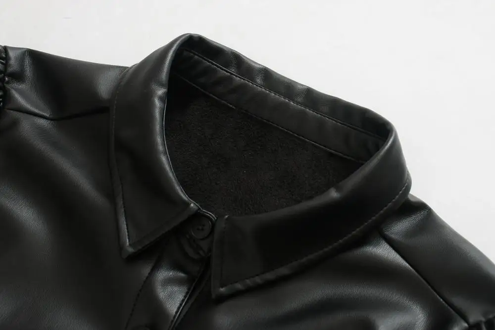 Black Short Loose Pu Leather Jacket Autumn Winter Soft Faux Leather Jacket puff sleeve Street Casual Outwear Ladies Biker Jacket
Black Short Loose Pu Leather Jacket Autumn Winter Soft Faux Leather Jacket puff sleeve Street Casual Outwear Ladies Biker Jacket
