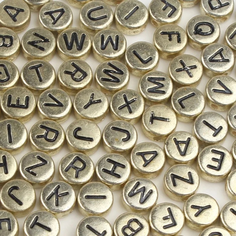 4x7mm Gold Color Mixed English Letter Acrylic Beads Flat Round Alphabet Bead For Jewelry Making DIY Perles Bracelet Accessories
4x7mm Gold Color Mixed English Letter Acrylic Beads Flat Round Alphabet Bead For Jewelry Making DIY Perles Bracelet Accessories