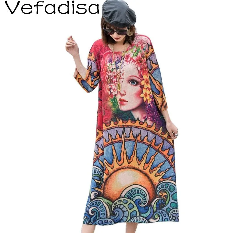 Vefadisa Fashion Vintage Printed Knitted Long-sleeved Dress Loose Round Neck Pullover Sweater Dress Women Autumn Winter TT435
Vefadisa Fashion Vintage Printed Knitted Long-sleeved Dress Loose Round Neck Pullover Sweater Dress Women Autumn Winter TT435