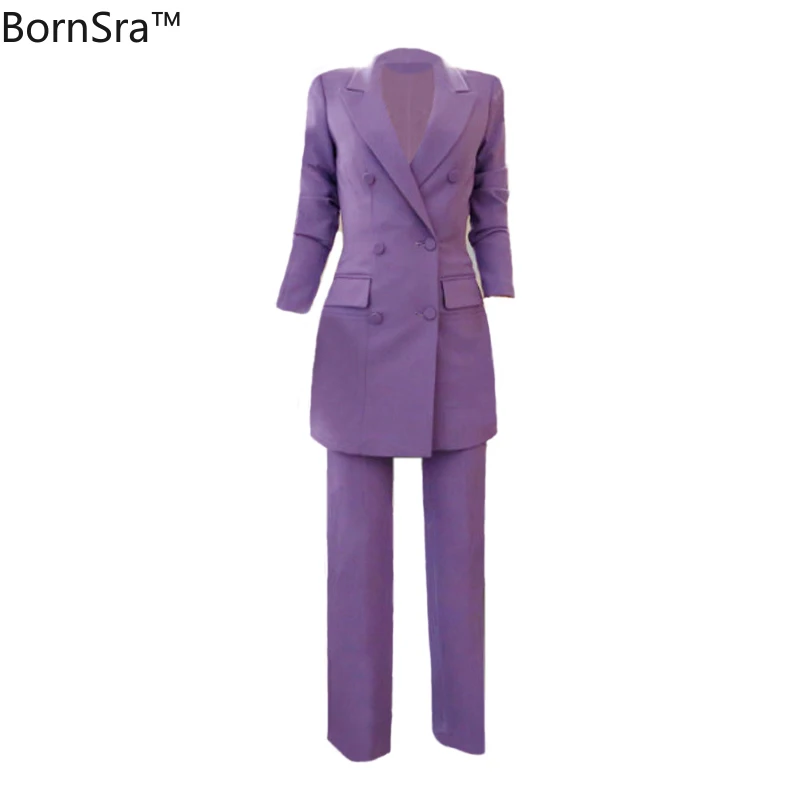BornSra Fashion Double Breasted Women Pant Suit Notched Long Blazer Jacket and Pant Casual 2 Pieces Set Slim Work Business Set
BornSra Fashion Double Breasted Women Pant Suit Notched Long Blazer Jacket and Pant Casual 2 Pieces Set Slim Work Business Set