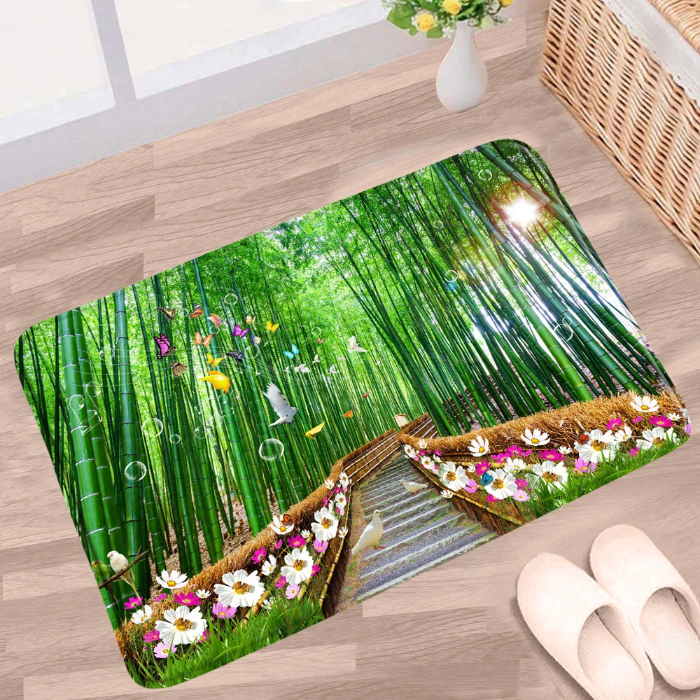 Bamboo Forest Bathroom Mats Butterfly Green Plants Trees Flowers Spring Scenery Non-slip Rugs Toilet Kitchen Doorway Carpet Pad
Bamboo Forest Bathroom Mats Butterfly Green Plants Trees Flowers Spring Scenery Non-slip Rugs Toilet Kitchen Doorway Carpet Pad