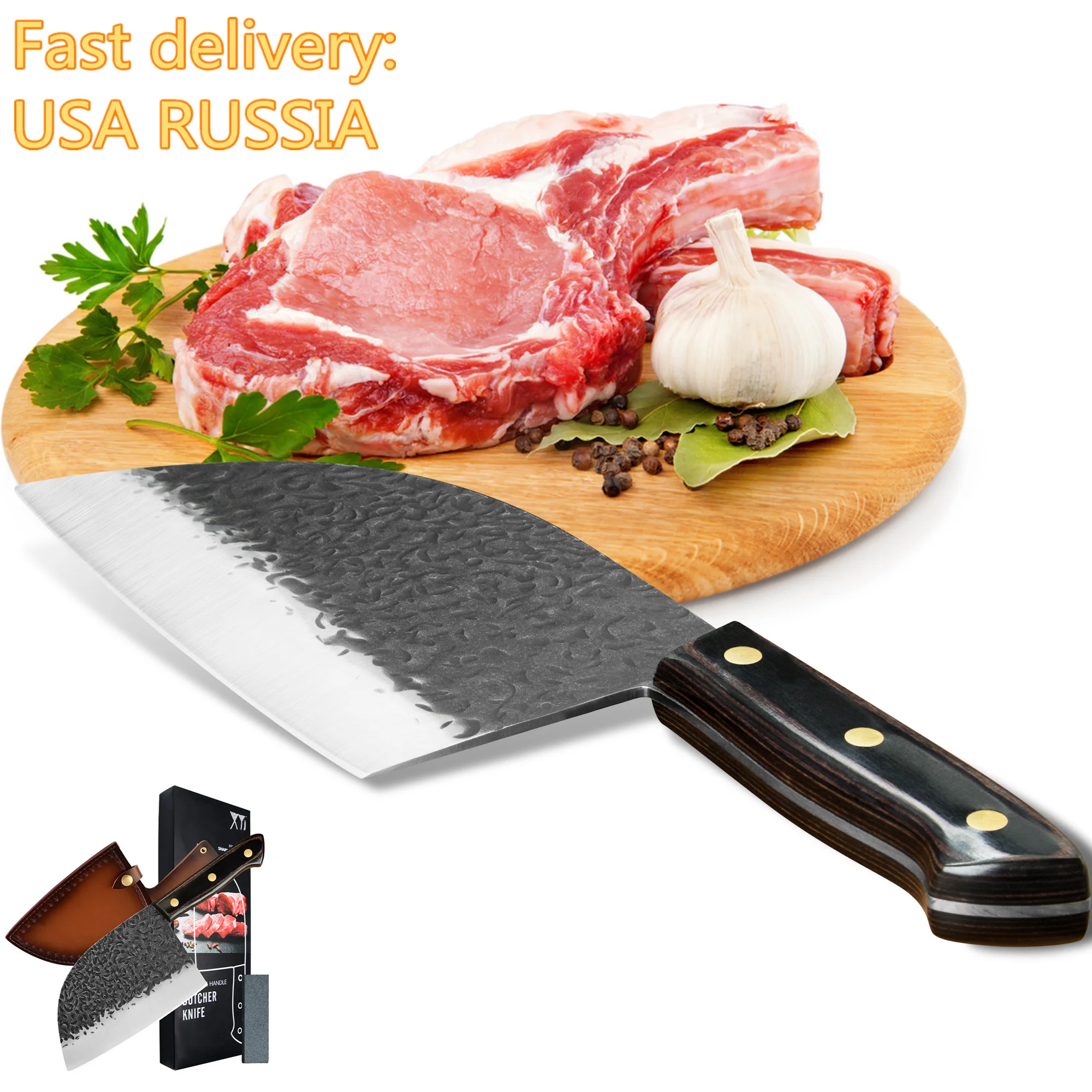 3pcs Serbian Chef Butcher Cleaver Knife Set 7'' INCH Full Tang Blade Meat Slicing Boning Filleting Cooking Accessory Tools
3pcs Serbian Chef Butcher Cleaver Knife Set 7'' INCH Full Tang Blade Meat Slicing Boning Filleting Cooking Accessory Tools