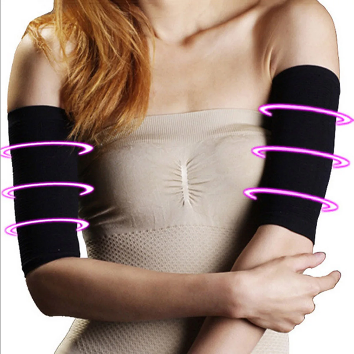 

Relax Charming Slim Arm Shaper Women Fat Burning Thin Arm Elastic Sleeve Armband Warmers Black Beige Legs Dual Use Hot