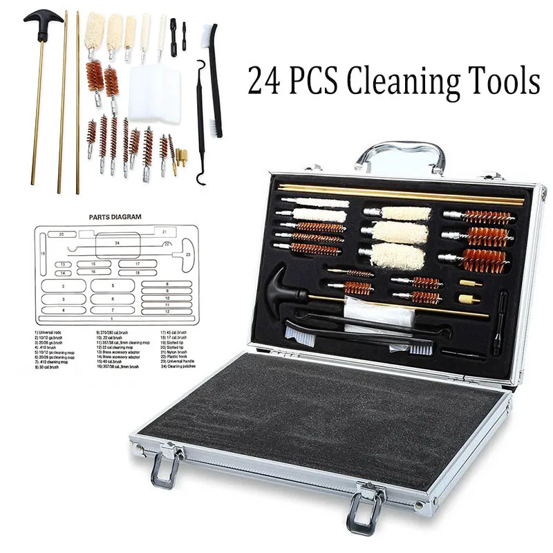 Universal Gun Cleaning Kit Rifle Pistol Shotgun Metal Brushes Set Handgun Firearm Cleaner Tool with Oil Bottles Polishing Cloth
Universal Gun Cleaning Kit Rifle Pistol Shotgun Metal Brushes Set Handgun Firearm Cleaner Tool with Oil Bottles Polishing Cloth