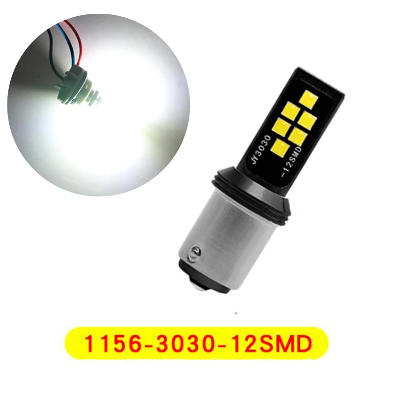 

Комплект из 2 предметов, Белый супер яркий 1156 BA15S P21W 3030 12SMD светодиодный лампы автомобиля указатели поворота Авто фонарь стоп-сигнала Taillights12V