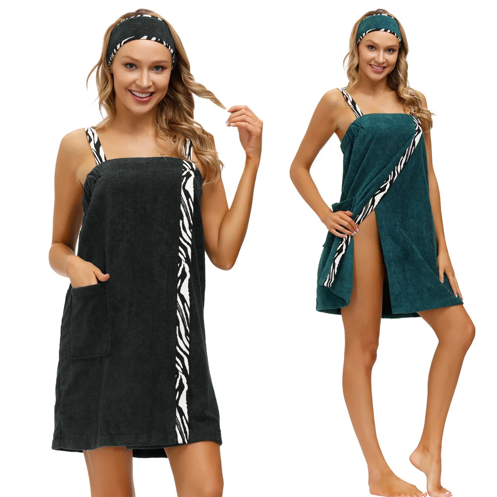 Zexxxy Women Wide Strap Bath Towel With Pocket Zebra Pattern Decorated Bath Wrap Strong Nylon Fastener Tape
Zexxxy Women Wide Strap Bath Towel With Pocket Zebra Pattern Decorated Bath Wrap Strong Nylon Fastener Tape