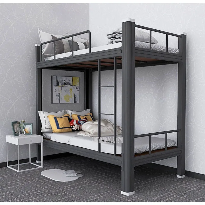 200*90cm Double-layer Steel Frame Bed Child Student Dormitory Bed Children Bedroom Furniture With Safety Guardrails and Ladder
200*90cm Double-layer Steel Frame Bed Child Student Dormitory Bed Children Bedroom Furniture With Safety Guardrails and Ladder