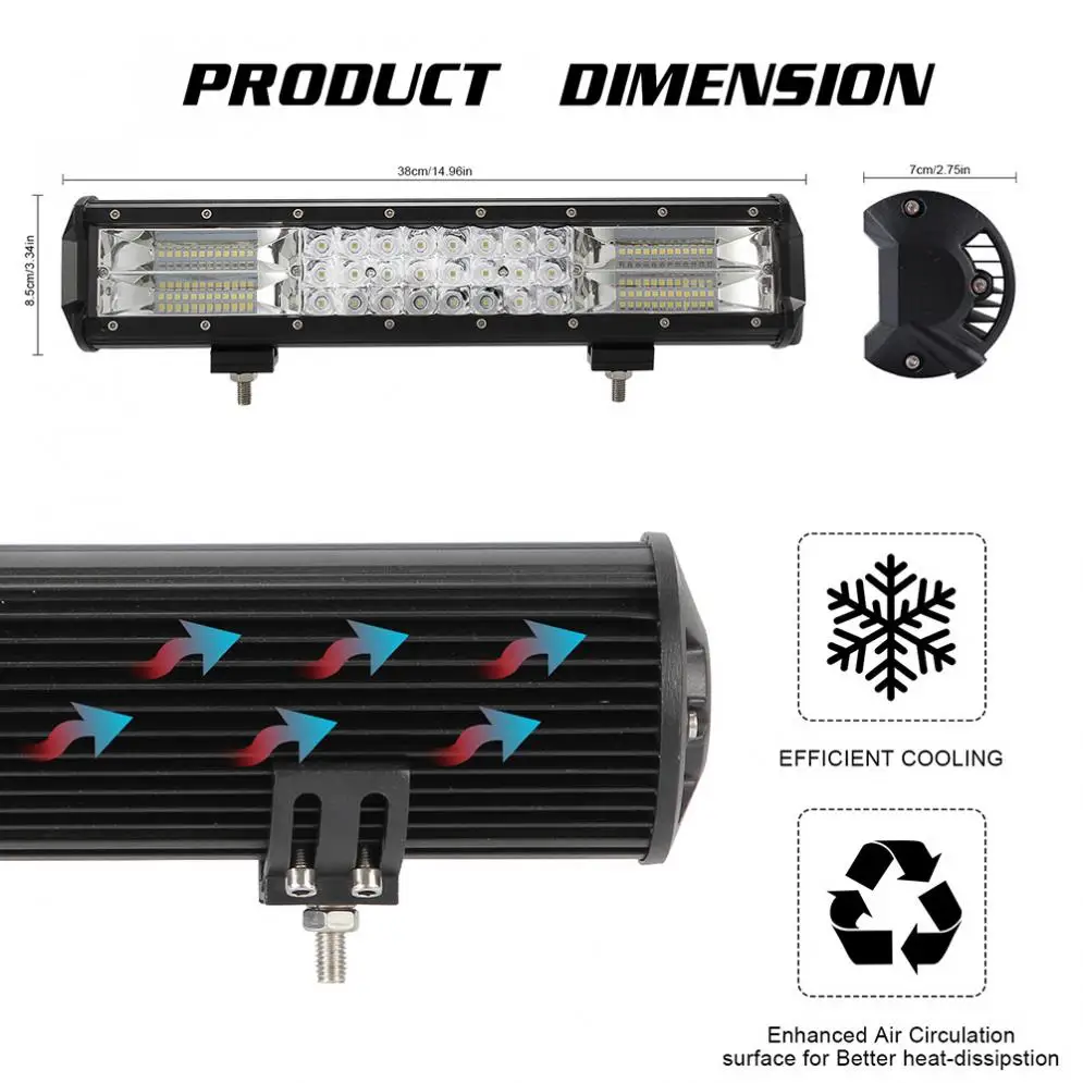 15 Inch 216W Triple Row IP67 Combo Beam LED Light Bar Car Work Light for Car Boat OffRoad Off 4WD 4x4 Truck SUV ATV Driving
15 Inch 216W Triple Row IP67 Combo Beam LED Light Bar Car Work Light for Car Boat OffRoad Off 4WD 4x4 Truck SUV ATV Driving