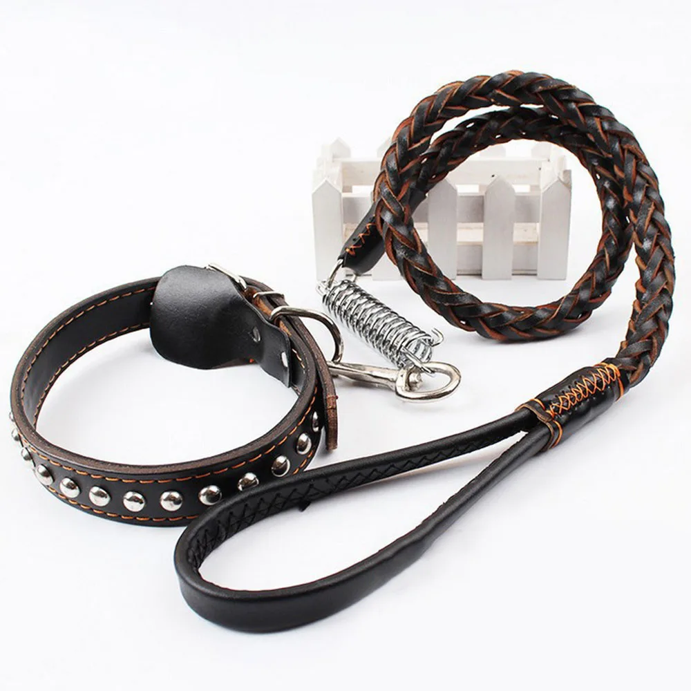 Adjustable Large Dog Collar with Anti Pulling Training Leash for Labrador French Bulldog Leather Braided Pet Dog Leash Collar
Adjustable Large Dog Collar with Anti Pulling Training Leash for Labrador French Bulldog Leather Braided Pet Dog Leash Collar