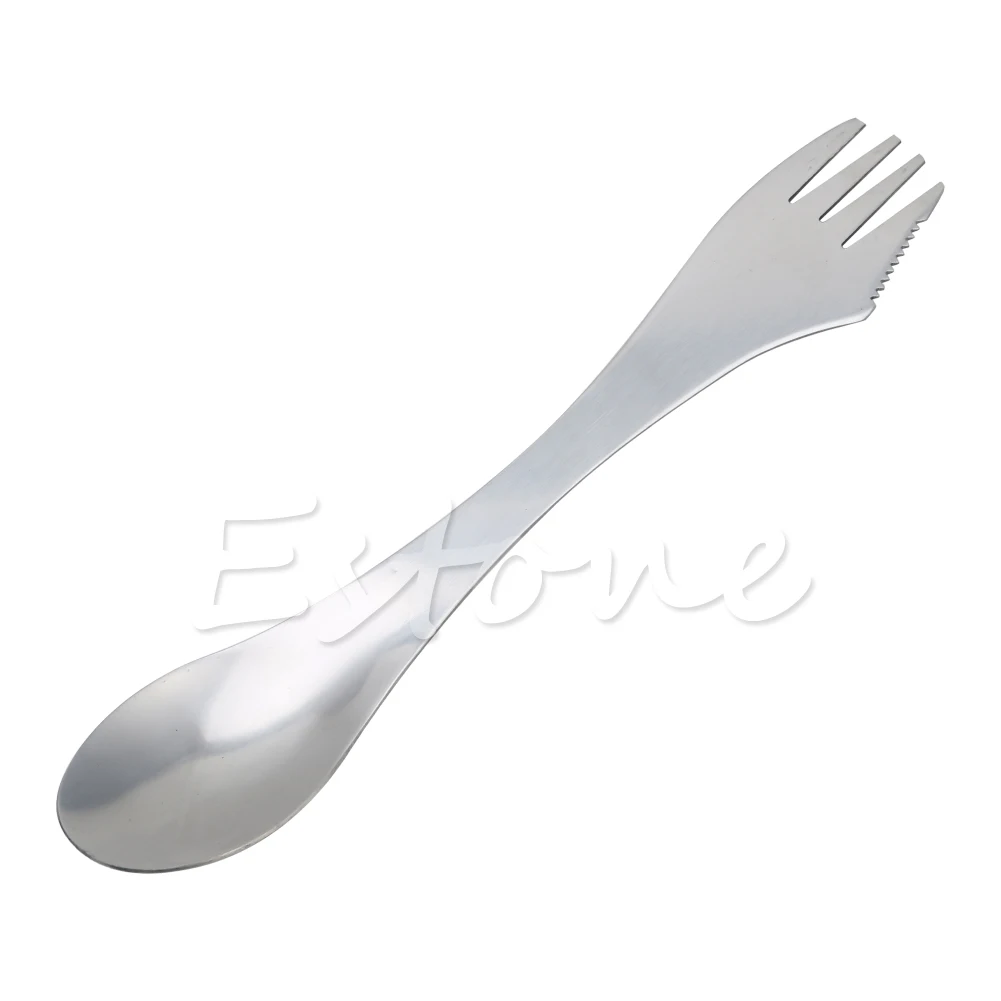 

Outdoor Camping Hiking Cookout Picnic 3 in 1 Spork Stainless Steel Fork Spoon