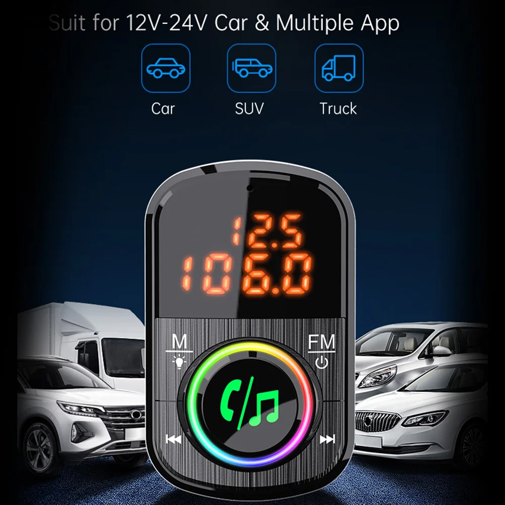 Bluetooth 5.0 FM Transmitter for Car LED Backlit USB C PD 18W Charger Bluetooth Car Kit Automobile Accessories
Bluetooth 5.0 FM Transmitter for Car LED Backlit USB C PD 18W Charger Bluetooth Car Kit Automobile Accessories