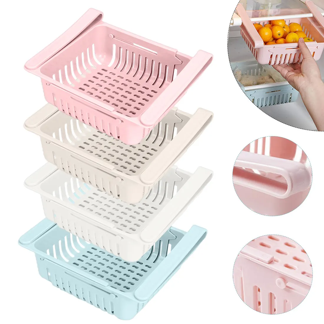 2pcs Kitchen Accessories Storage Container Refrigerator Organizer Adjustable Plastic Fridge Storage Baskets Pull-out Drawer 
2pcs Kitchen Accessories Storage Container Refrigerator Organizer Adjustable Plastic Fridge Storage Baskets Pull-out Drawer