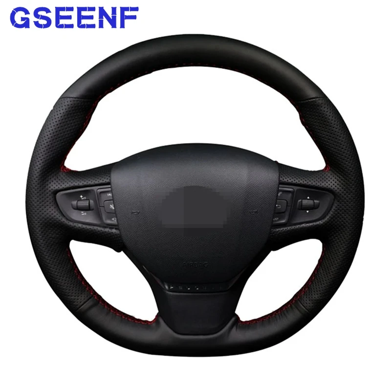 Car Steering Wheel Cover Hand-stitched Comfortable Black Genuine Leather Soft For Peugeot 408 2014 2015
Car Steering Wheel Cover Hand-stitched Comfortable Black Genuine Leather Soft For Peugeot 408 2014 2015