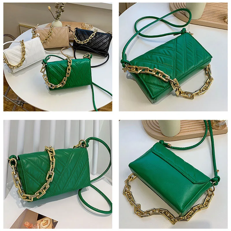 Luxury Shoulder Bag Trend Green Women Handbag Design Flip Bag Quality Leather Crossbody Bags Purse Thick Chain Female Phone Pack
Luxury Shoulder Bag Trend Green Women Handbag Design Flip Bag Quality Leather Crossbody Bags Purse Thick Chain Female Phone Pack