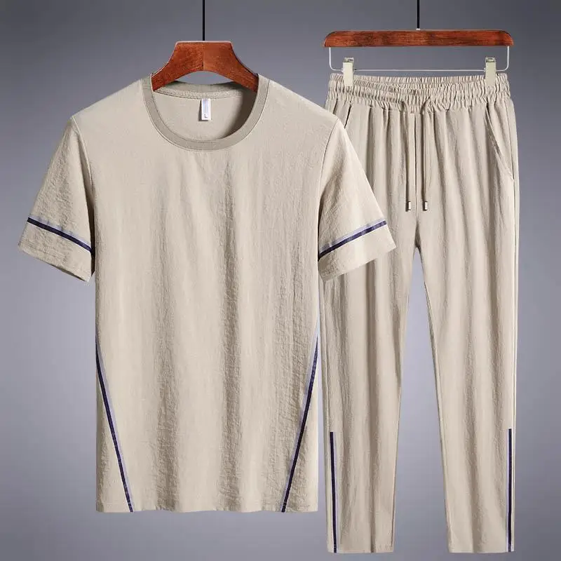 Men's 2021 Summer Ice Silk Casual Short-Sleeved Trousers Suit Male Large Size Loose Korean Two-Piece Thin Sports Suit
Men's 2021 Summer Ice Silk Casual Short-Sleeved Trousers Suit Male Large Size Loose Korean Two-Piece Thin Sports Suit