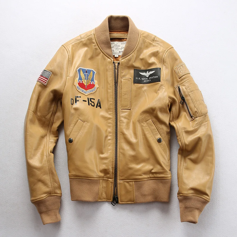 Flight Suit Sheepskin Leather Women's Factory Direct Sales Stand Collar Casual Yellow Baseball Uniform Leather Jacket
Flight Suit Sheepskin Leather Women's Factory Direct Sales Stand Collar Casual Yellow Baseball Uniform Leather Jacket