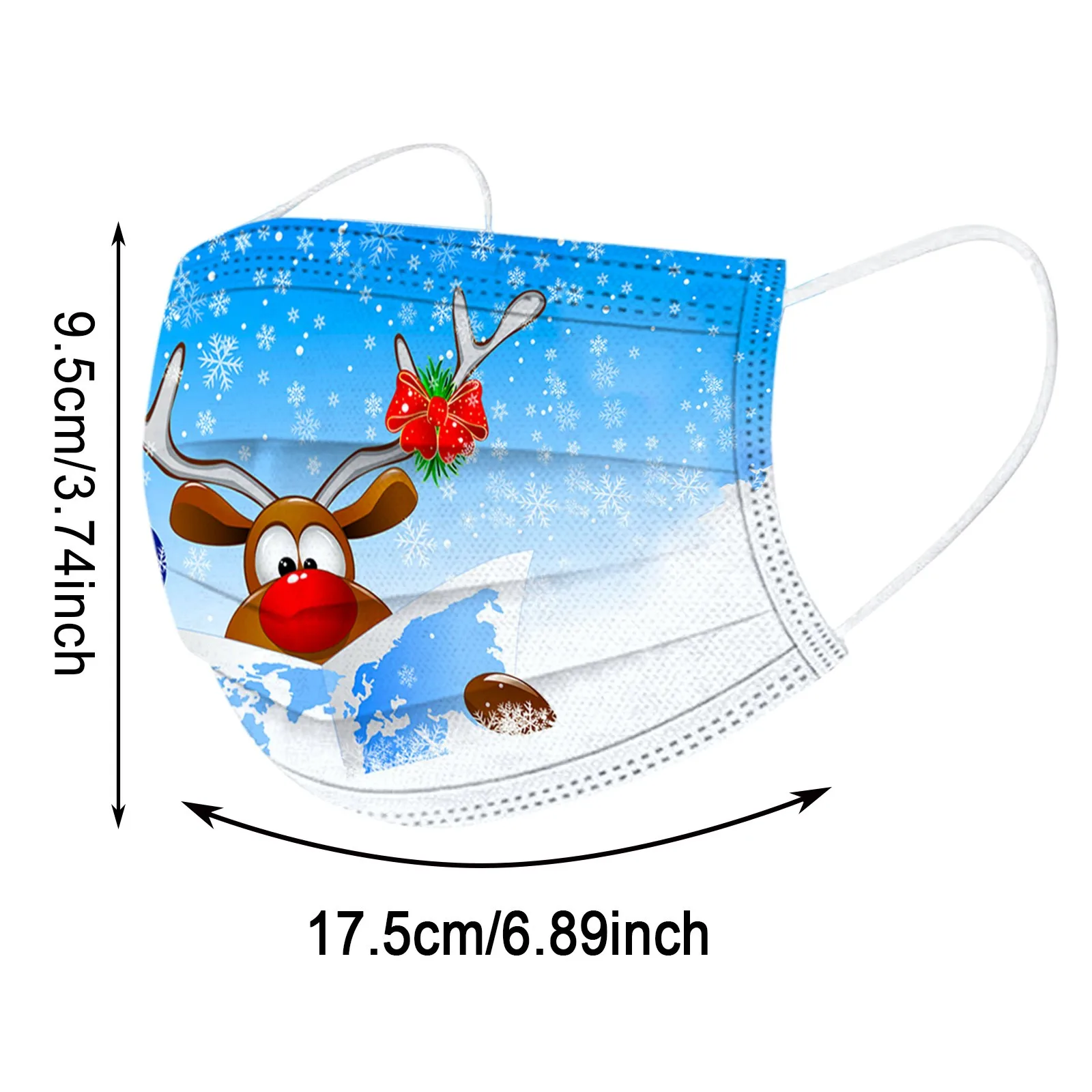 Christmas Cute Cartoon Elk Santa Claus Printed Mask Adults Unisex Disposable Face Mask Industrial 3-Layer Non-woven Masks 50PCS
Christmas Cute Cartoon Elk Santa Claus Printed Mask Adults Unisex Disposable Face Mask Industrial 3-Layer Non-woven Masks 50PCS