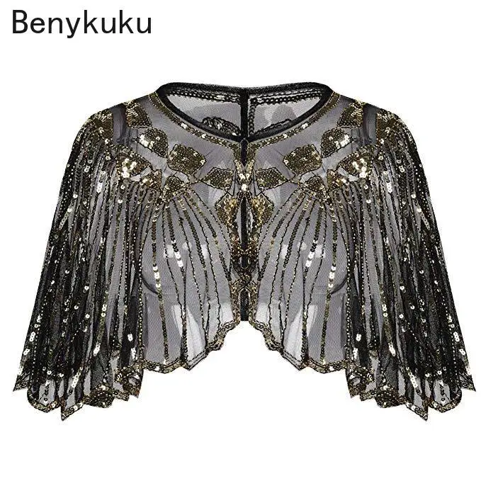 

Beaded Sequin Crochet Lace Mesh Shrug Bolero Oversized Embroidery Cardigan Feminino Short Tops Scarf Women Cape 1920s Shawl