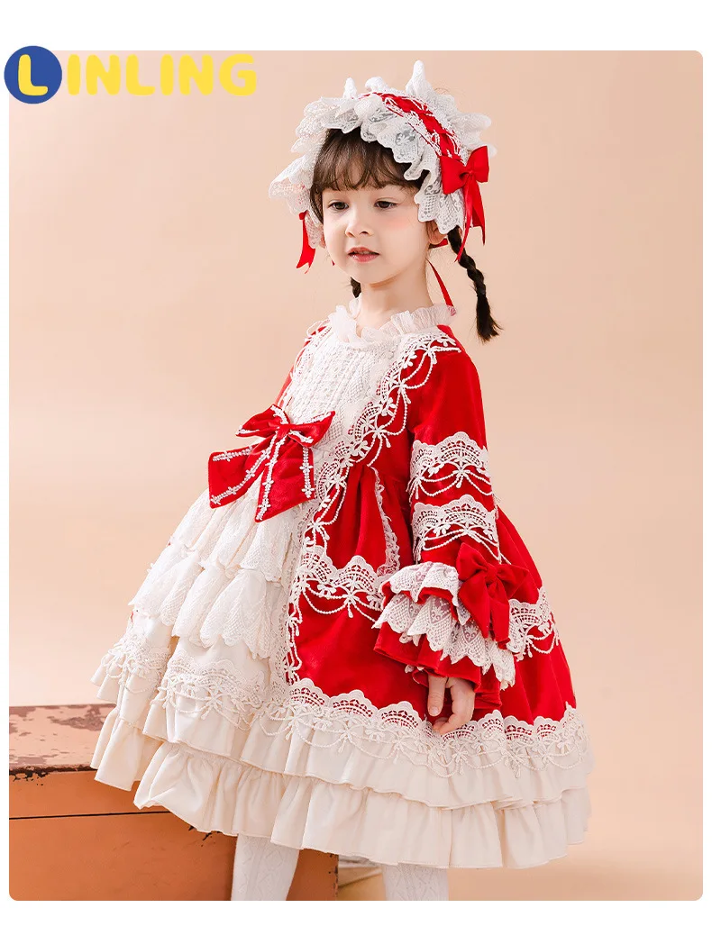 LINLING original 2021 new winter plus velvet annual red dress gorgeous girl Lolita princess dress toddlers autumn dress P729
LINLING original 2021 new winter plus velvet annual red dress gorgeous girl Lolita princess dress toddlers autumn dress P729