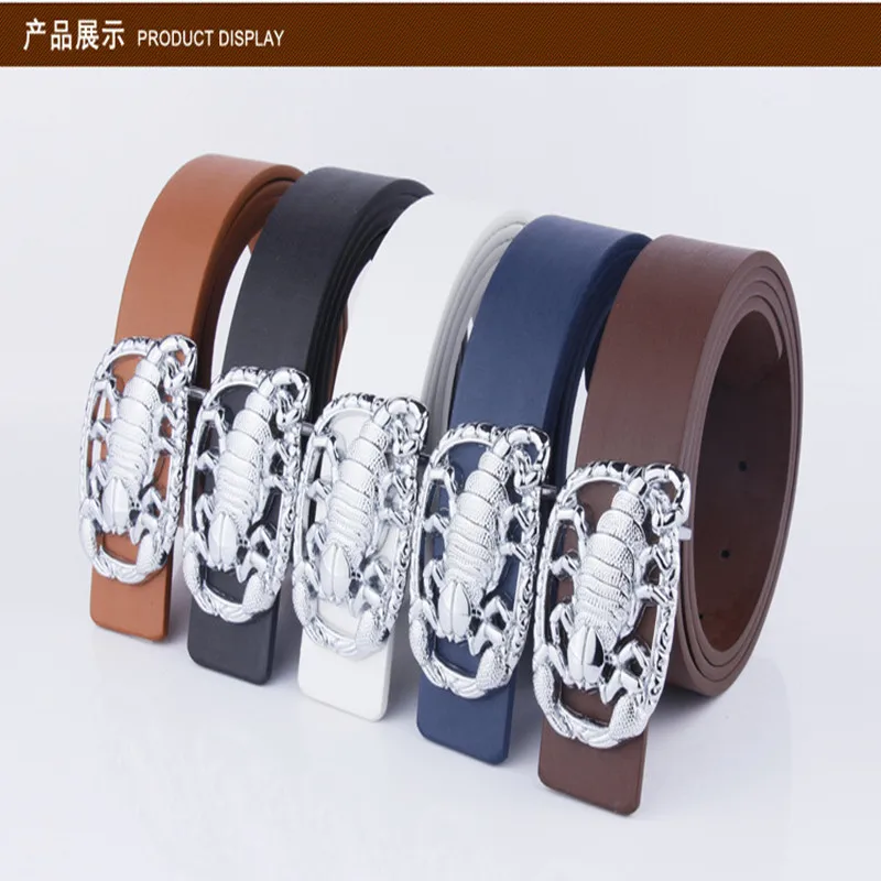 New high quality alloy Scorpion King luxury designer men's belt silver casual punk authentic Fashion Black Belt
New high quality alloy Scorpion King luxury designer men's belt silver casual punk authentic Fashion Black Belt
