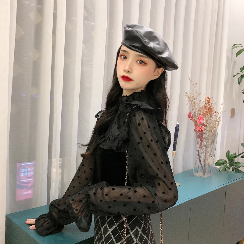 velour chiffon patchwork polka dot Blouses ruffles Women's Clothing stand tops spring autumn vintage long sleeve shirts ladies
velour chiffon patchwork polka dot Blouses ruffles Women's Clothing stand tops spring autumn vintage long sleeve shirts ladies
