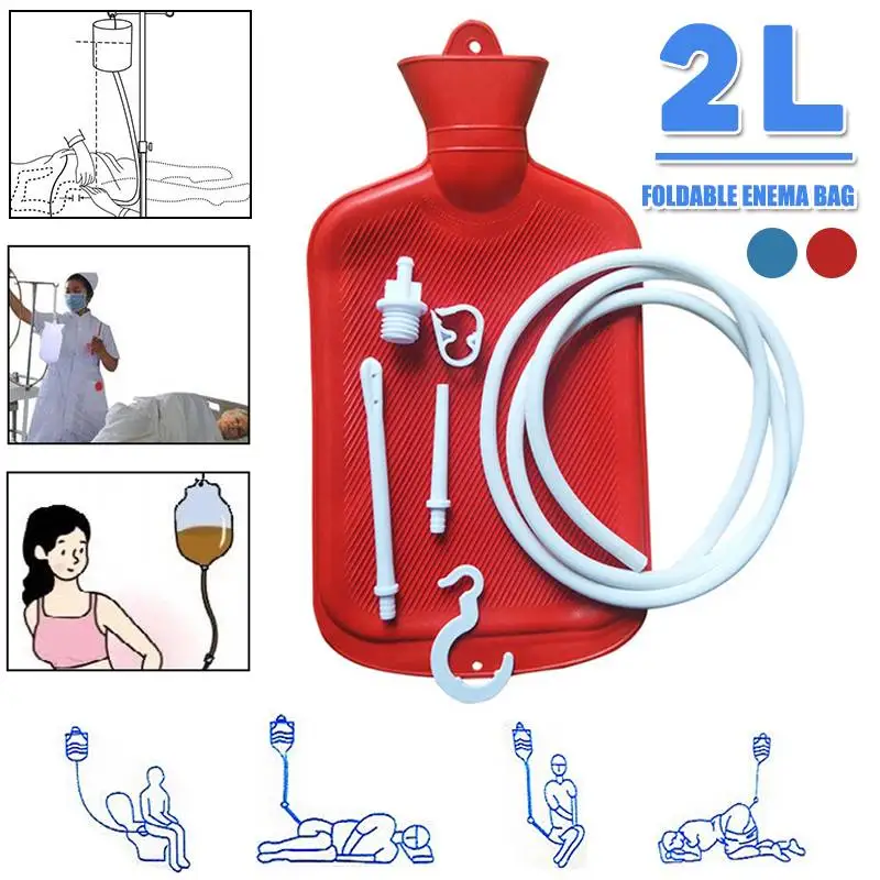 

SPZ 2L Enema Bag Foldable Reusable Silica Gel Coffee Water Colon Cleansing Enteroclysm Detoxified Bowel Bags Vaginal Washing