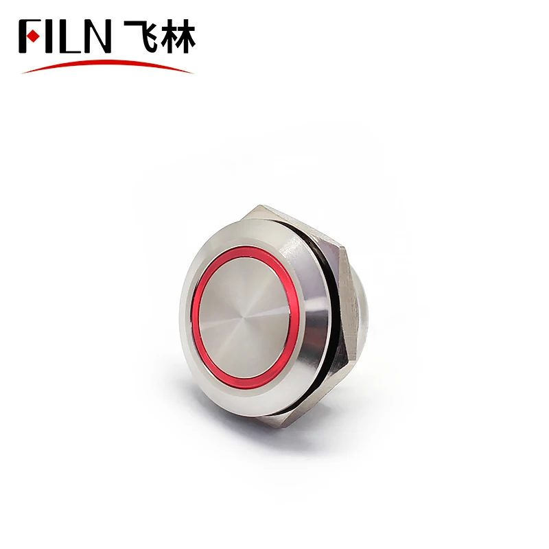 FILN Flat Head 12v 24v Momentary Super Short type 19mm stainless steel push button switch with ring LED light with 4 pins
FILN Flat Head 12v 24v Momentary Super Short type 19mm stainless steel push button switch with ring LED light with 4 pins