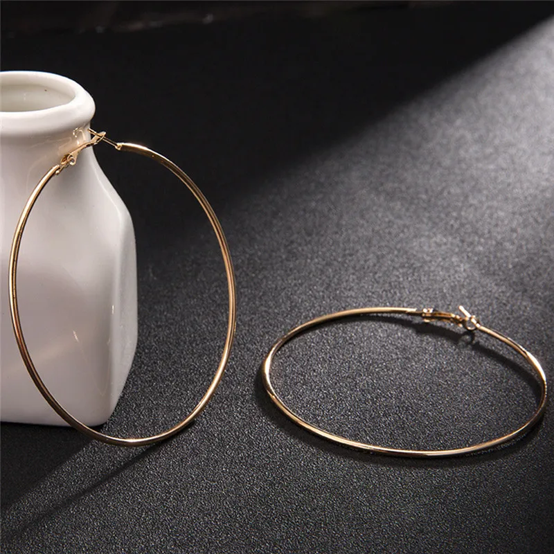 1 пара женские серьги-кольца из металла 4/6/8 см | Украшения и аксессуары