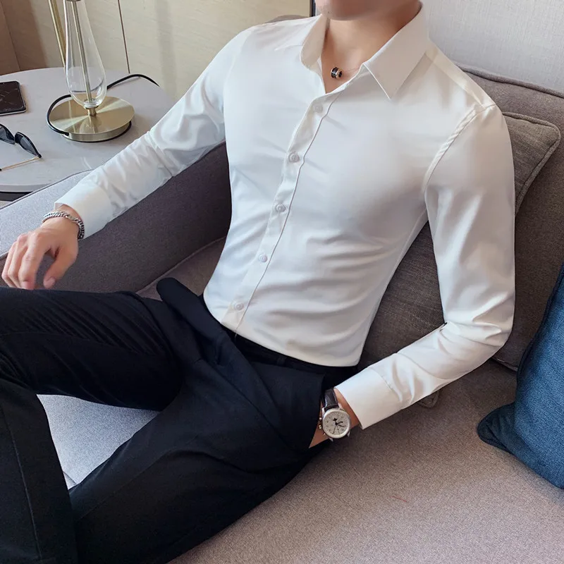 British style men's solid color shirt business suit long sleeve casual slim fit 4XL 2021 fall
British style men's solid color shirt business suit long sleeve casual slim fit 4XL 2021 fall