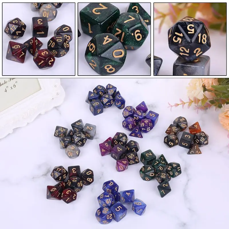 7 шт./компл., Dichromatic D4 D6 D8 D10 D12 D20, многогранные циферблаты, настольные игры
7 шт./компл., Dichromatic D4 D6 D8 D10 D12 D20, многогранные циферблаты, настольные игры