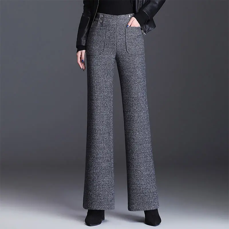 Autumn Winter Thick Wool Wide Leg Pants Women's High Elastic Waist Straight Leg Knitted Long Pant Ladies Casual Sweater Trousers
Autumn Winter Thick Wool Wide Leg Pants Women's High Elastic Waist Straight Leg Knitted Long Pant Ladies Casual Sweater Trousers