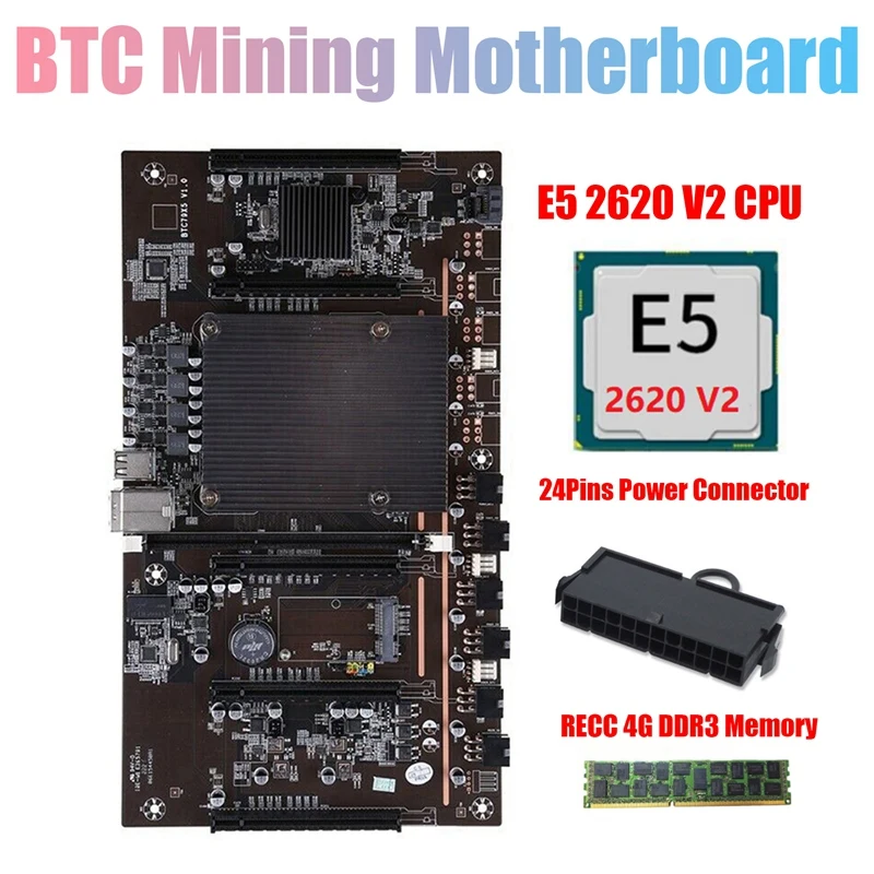 H61 X79 BTC Miner Motherboard with E5 2620 V2 CPU+RECC 4G DDR3 Ram+24Pins Connector Support 3060 3070 3080 GPU
H61 X79 BTC Miner Motherboard with E5 2620 V2 CPU+RECC 4G DDR3 Ram+24Pins Connector Support 3060 3070 3080 GPU