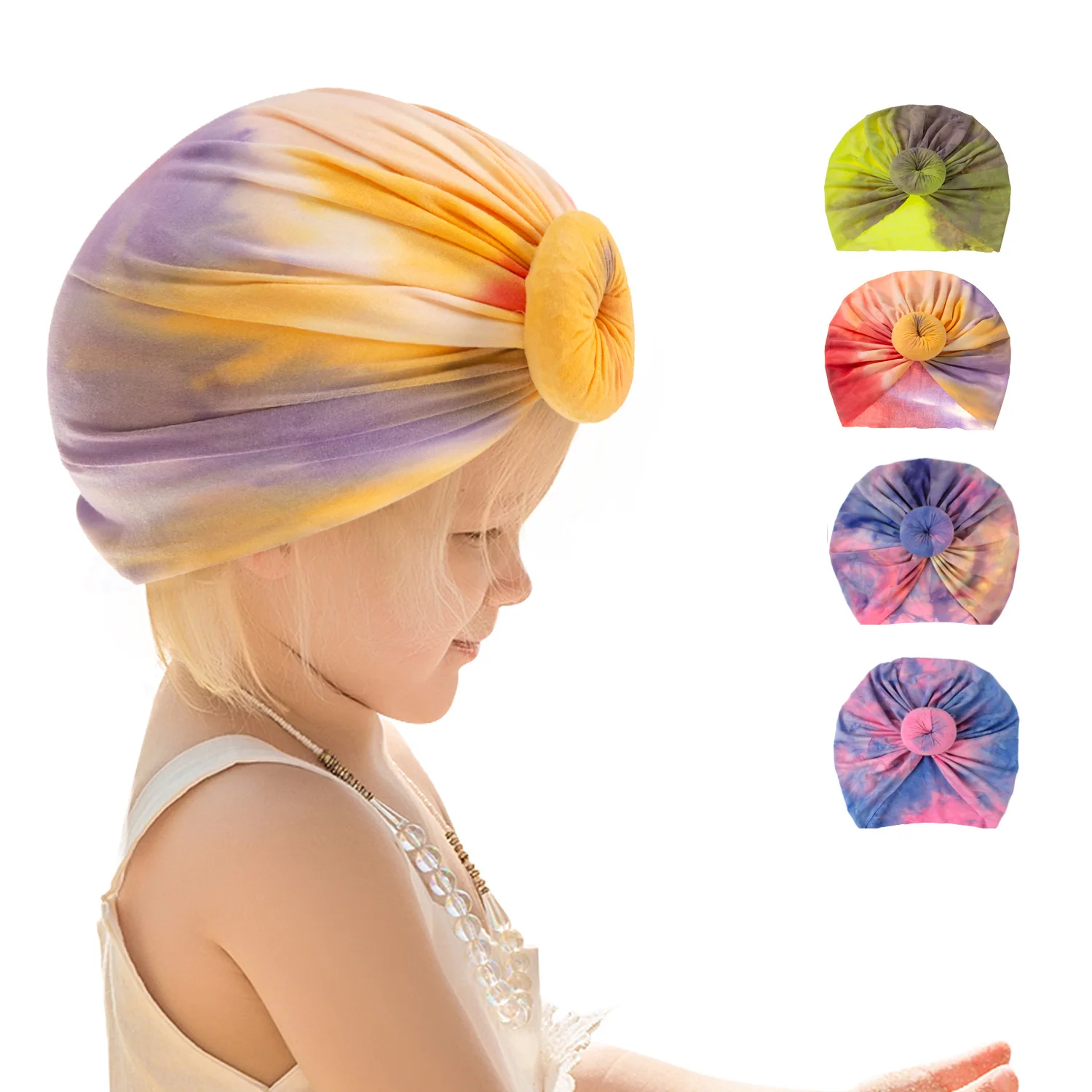 

2021 новая детская шапочка милый Галстук окрашенный пончик индийская шапочка цветной головной платок Мягкий реквизит для фотосъемки новорож...