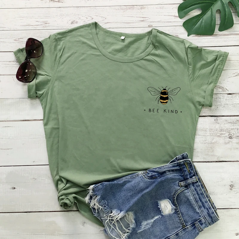 Женская футболка с карманом летняя принтом пчелы христианская 90 е|Футболки| |