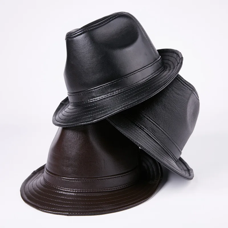 Real Leather Hat Trilby Jazz Winter Casual Fedoras Warm Lining Vintage Gentle Mans Fashion
Real Leather Hat Trilby Jazz Winter Casual Fedoras Warm Lining Vintage Gentle Mans Fashion