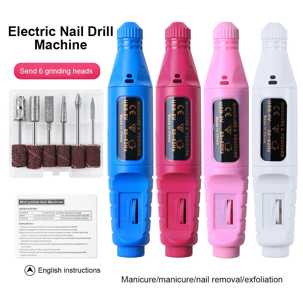 Electric Nail Drill Machine 6 Drill Bits Usb Rechargeable Rapid Heat Dissipation Nail File Polishing Tool Drill For Home Salon
Electric Nail Drill Machine 6 Drill Bits Usb Rechargeable Rapid Heat Dissipation Nail File Polishing Tool Drill For Home Salon