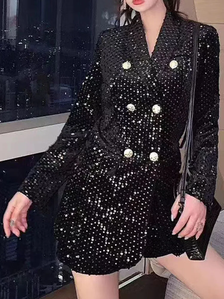 Big name, heavy craftsmanship, double breasted, ladies, suit, sequined jacket 2020New women's clothing, autumn, sequined jacket 
Big name, heavy craftsmanship, double breasted, ladies, suit, sequined jacket 2020New women's clothing, autumn, sequined jacket