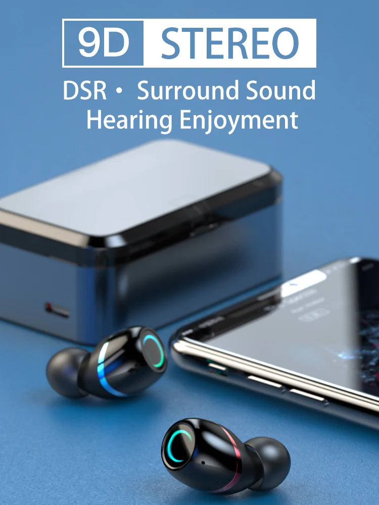 G09TWS 5.0 Bluetooth 9D Stereo Earphone Wireless Earphones IPX7 Waterproof Earphones 3300mAh LED Smart Power Bank Phone Holder
G09TWS 5.0 Bluetooth 9D Stereo Earphone Wireless Earphones IPX7 Waterproof Earphones 3300mAh LED Smart Power Bank Phone Holder