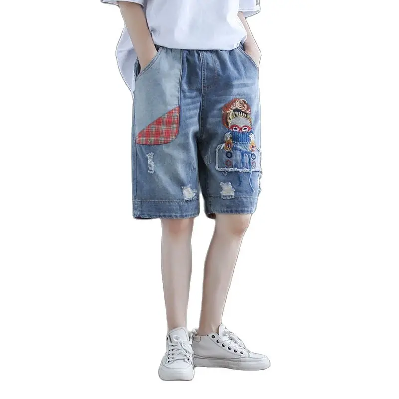 Модные рваные джинсовые шорты с вышивкой, женские синие брюки, свободные шорты-бермуды, милая уличная одежда, повседневные шорты для женщин
Модные рваные джинсовые шорты с вышивкой, женские синие брюки, свободные шорты-бермуды, милая уличная одежда, повседневные шорты для женщин