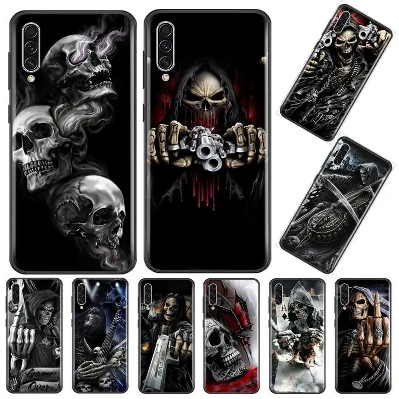 Черный ТПУ чехол для телефона с черепом ужасом жнецом Samsung Galaxy A 3 6 7 8 10 20 30 40 50 70 71 10S